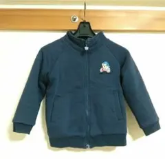 クマの刺繍 ネイビー ジャケット　２重生地　極暖　綿素材