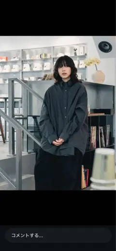 Oxford L/S Oversized B.D Shirt gray タグ付きのサムネイル