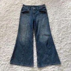 H&M　ブーツカットワイドデニムパンツ　34　ブルー　ジーンズ◆A1817のサムネイル