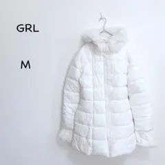 グレイル ファー付きダウンコートM ホワイト フード付き 袖ファー取り外し可