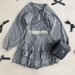 ラインストーンキャミ＆ボレロ ティアードスカパン セットアップ