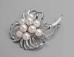 SV925国産あこや本真珠「Bouquet」ブローチ<40710>