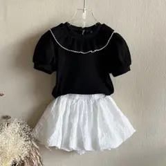 bananaj フリル付き黒Tシャツとスカートセット