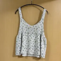 サマンサモスモス　柄アソート前後2WAYニットキャミビスチェ　ベージュ　花柄
