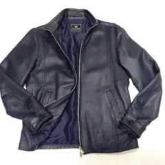 MEN'S BIGI/ラムレザークロームタンニングジャケット/S/ネイビー