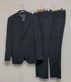 ブラック　ビジネススーツ　2つボタン　パンツ2枚　Y5