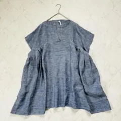 ✨美品✨石見銀山 群言堂 登美 リネン100% ワンピース チュニック 濃紺 