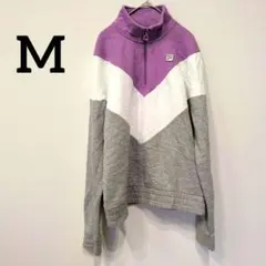 FILA フィラ 【M】 トレーナー スウェット 裏起毛 ハーフジップ ロゴ 紫