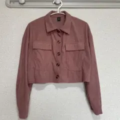 SHEIN コーデュロイ クロップドジャケット ピンク XS