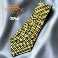 フランス製 エルメス Hロゴレジメンタル ネクタイ ブラウン 5470 FA