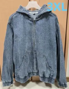 GU　デニムフーディブルゾン NT+E　3XL　ブルー