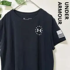 アンダーアーマー プリント Tシャツ 半袖 メンズS 黒 機能素材