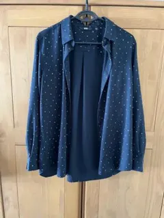 UNIQLO ネイビー 小花柄 長袖シャツ Lサイズ