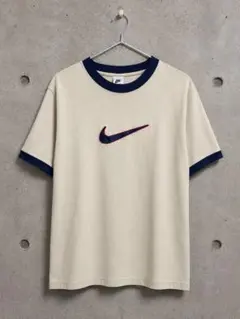 Nike ベージュ ネイビー リンガーTシャツ　vintage