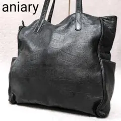美品✨️aniary✦アニアリクロコ型押し　レザートートバッグ　ブラック aniary アニアリ クロコ型押しトートバッグのおすすめ人気商品