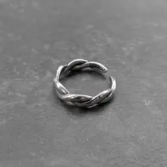 シルバーリング925 シンプル　ダブルライン　ねじれ　オープンリングNo3