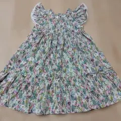 【 花柄フリル袖】ワンピース 100※美品