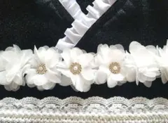 帯揚げ・帯締め・帯飾り ✧*。ホワイト シフォンフラワー パールビジュー