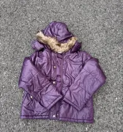 Y2Kファー付きダウンジャケット パープル平成お兄系光沢短丈