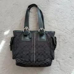 Coach ブラック 　シグネチャー　トートバッグ