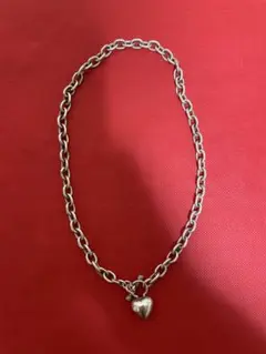 【VINTAGE】パフィーハートチェーンネックレス／シルバー925／メキシコ製