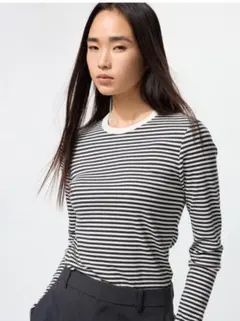 UNIQLO★完売‼️ストレッチ 綿混 ボーダーTシャツ新品タグ付き3XL W
