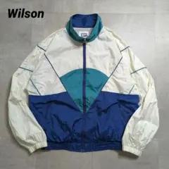 90s Wilson ナイロンジャケット S 刺繍ロゴ 短丈切替デザインブルゾンのサムネイル
