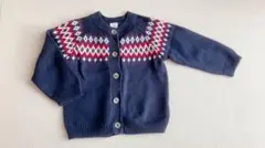 H&M ネイビー フェアアイル柄 カーディガン 18M 86cm