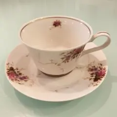 Noritakeコンテンポラリー花柄ティーカップ&ソーサ金彩縁取り昭和レトロ