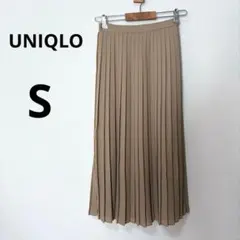 美品 UNIQLO S シフォン プリーツスカート ロング丈 ベージュ