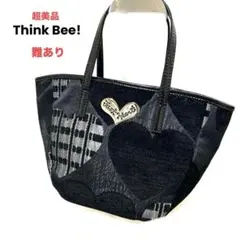 極美品Think Bee! シンクビー トートバッグ ジャストハート ビジュー黒 極美品Think Bee! シンクビー トートバッグ ジャストハート ビジュー黒