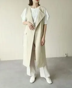 リネンノースリーブロングジレ　ベストのサムネイル