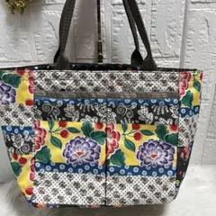 49 【美品】レスポートサック　ハンドバッグ　花柄　カラフル　軽量