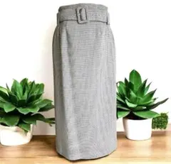 anatelier ベルト付き　チェック柄 ロングスカート 日本製　36