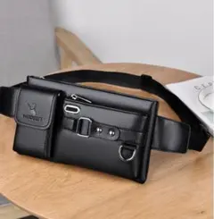 多機能ポケット付きボディバッグ 黒