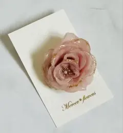 【ハンドメイド】淡桜ローズ ブローチ ピンク ゴールド フラワー