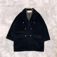 23区　ダブルブレスト　ピーコート　ブラック　38　オンワード樫山　レディース