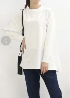 SHOO・LA・RUE ちょびハイネック切替ブラウス　白