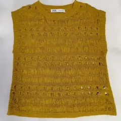 ZARA マスタード ニットベスト M　春、夏、秋