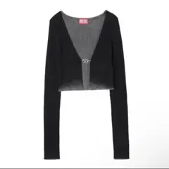 DIESEL ロゴメタル グロップドリブニット カーディガン ショート丈 y2k