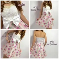 新品☆胸元上品レース&パール花柄フレアミニドレス☆フォーマルにも♡