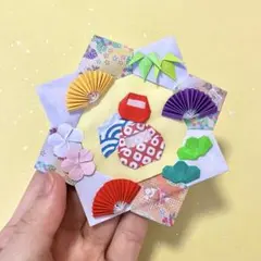 折り紙　ミニサイズ　リース　達磨　富士　松竹梅　10.5cm　飾り　ディスプレイのサムネイル