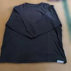 ブラック 長袖カットソー パッチワークデザイン