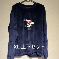 スヌーピー 長袖パジャマ　セットアップネイビー　フリース