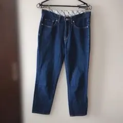 GU デニム ジーンズ ストレート ダークブルー アンクル丈 ウエスト76cm