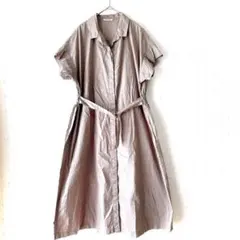 le.coeur blanc シャツワンピース M 半袖 ベルト付 膝丈 春夏のサムネイル