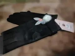 スマホ対応 高級レディース 手袋 ブラック　タッチパネル対応スエードのような生地