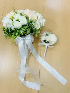 ウェディングブーケ ブートニア セット