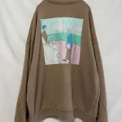 WEGO【M】ウィゴー　イラストプリント スウェット ブラウン　トレーナー長袖