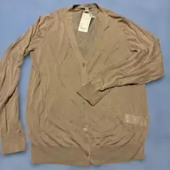 ベージュ Vネック カーディガン XL